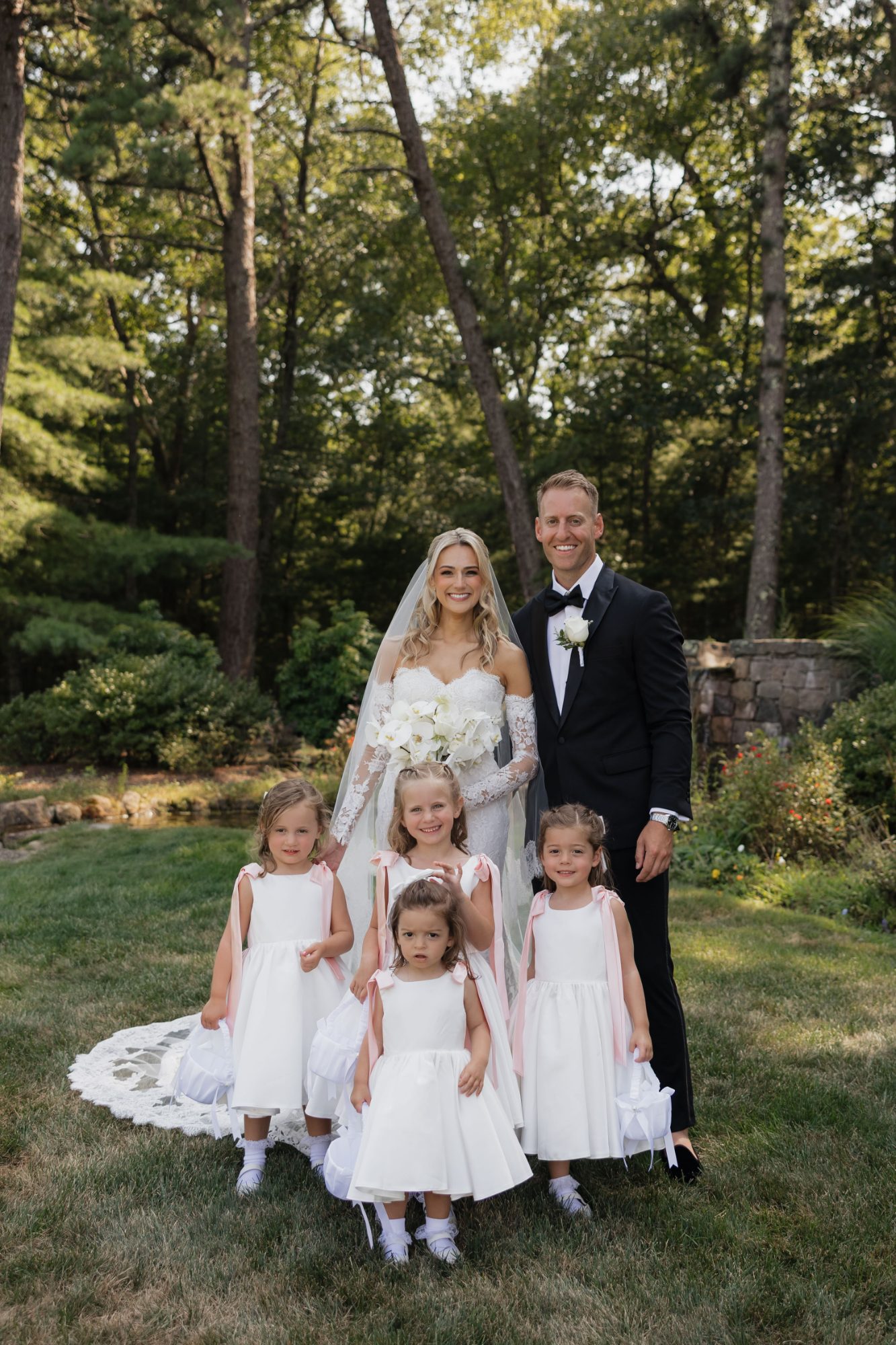 The couple with their flower girls
